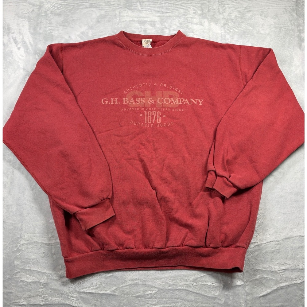 Vintage G.H. Bass Sweatshirt Men XL Made Canada 100% Cotton Faded Graphic